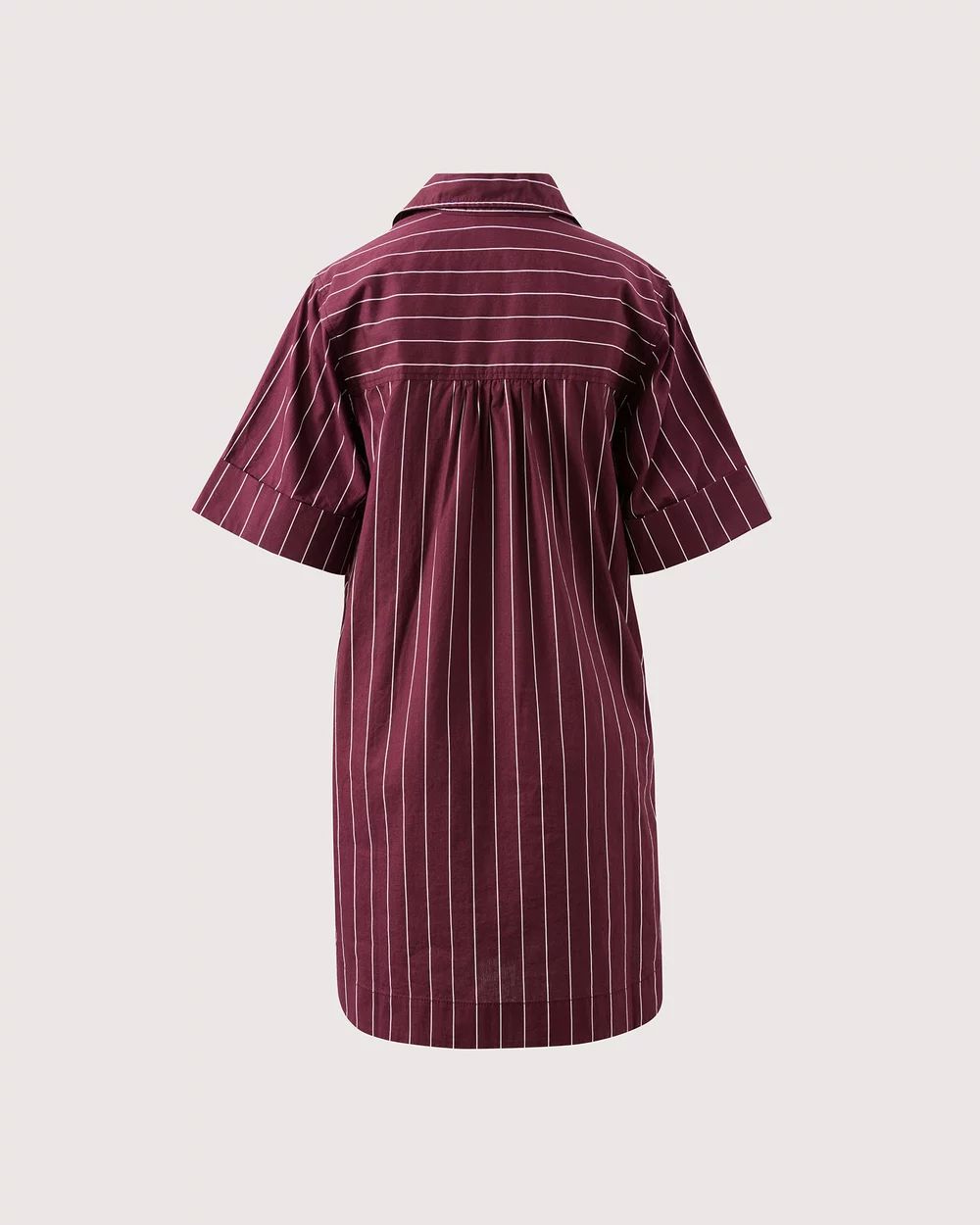 CERES LIFE Sara Mini Shirt Dress - Wine Pinstripe Dress - Zabecca Living