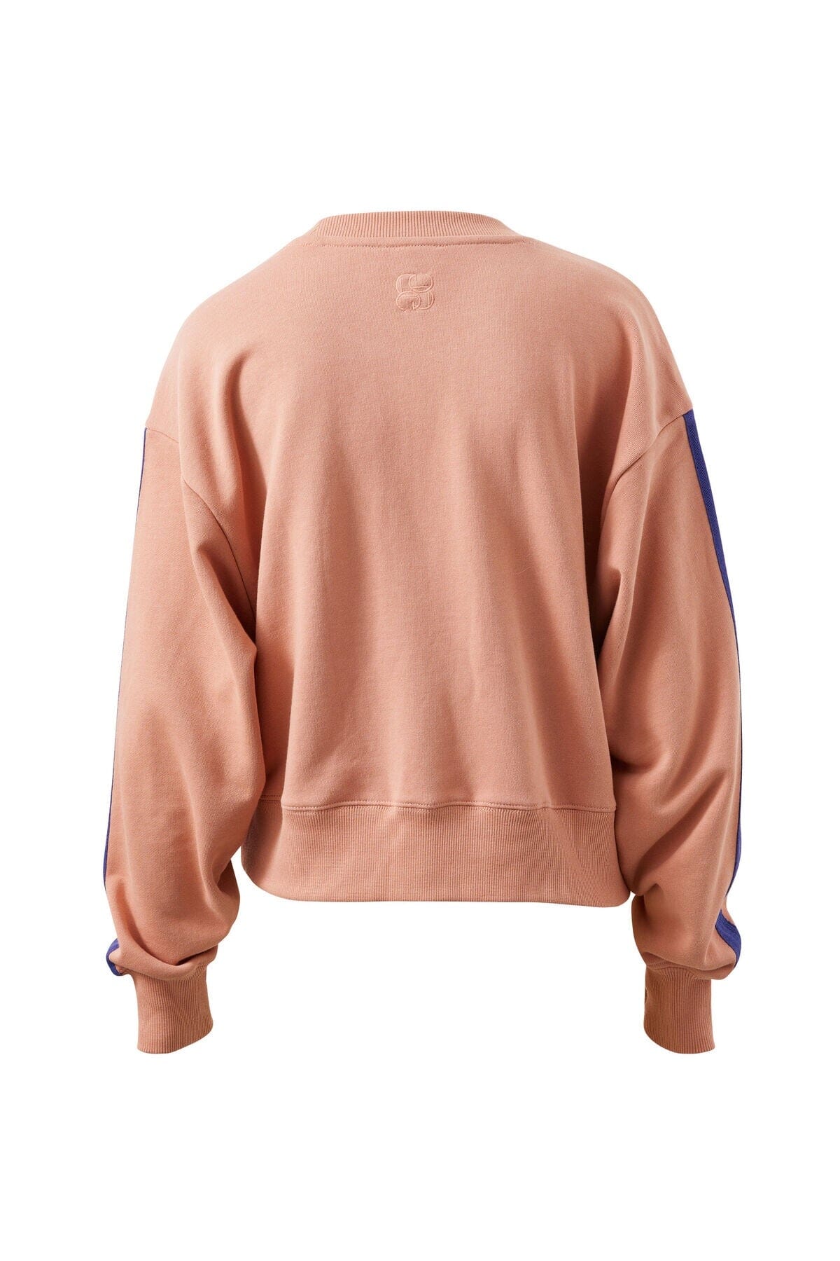 CERES LIFE Sasha Sporty Slouchy Crew - Pink Clay Washed Navy Side Stripe Jumpers + Knitwear - Zabecca Living