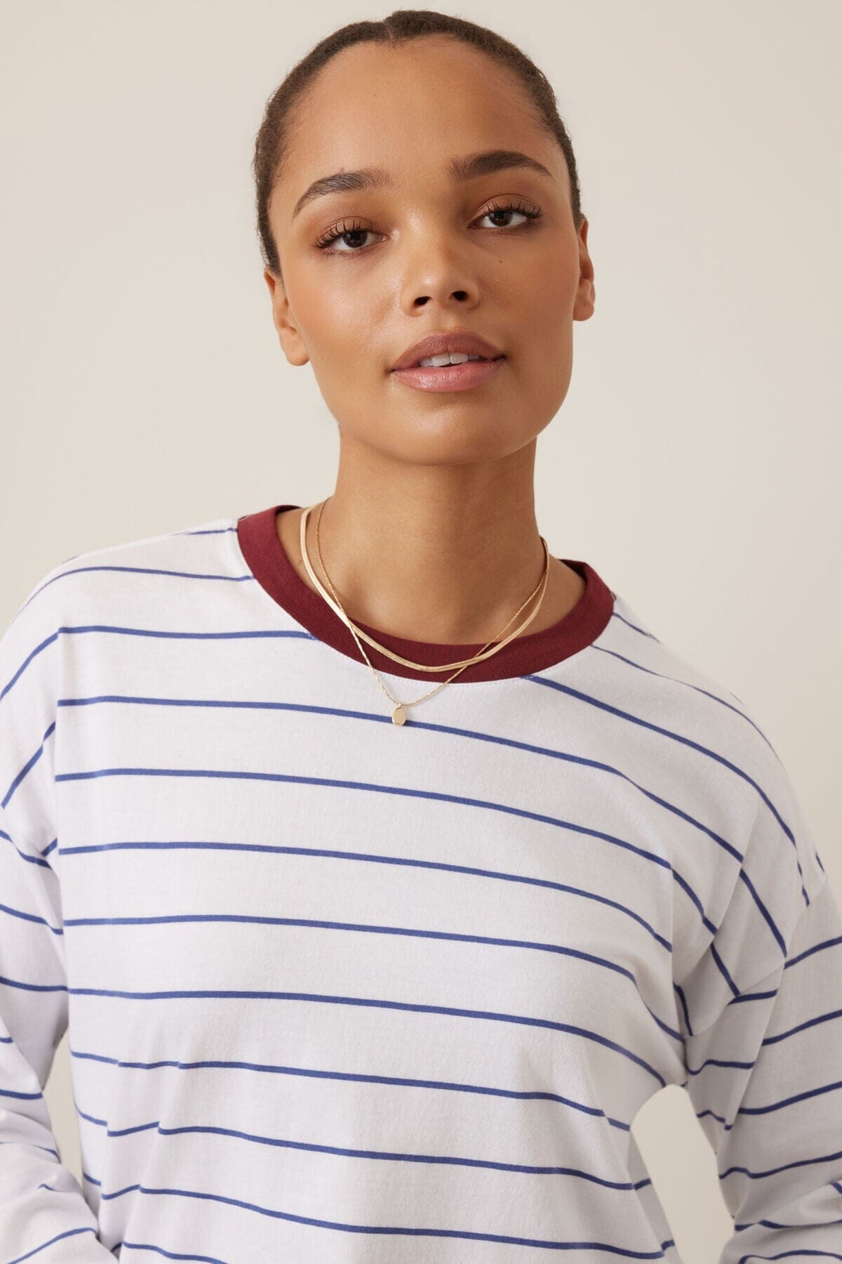 CERES LIFE Scout Slouchy Long Sleeve Tee - White Washed/Navy Stripe Long Sleeve Tee - Zabecca Living