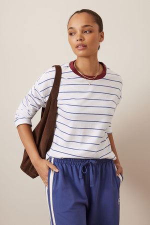CERES LIFE Scout Slouchy Long Sleeve Tee - White Washed/Navy Stripe Long Sleeve Tee - Zabecca Living