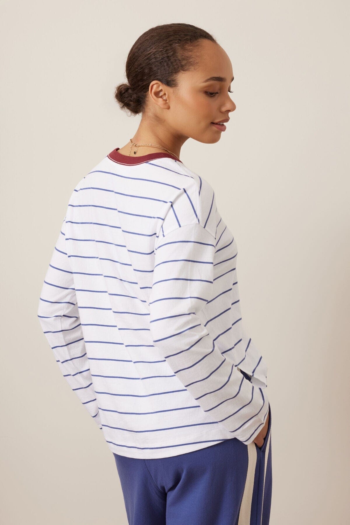 CERES LIFE Scout Slouchy Long Sleeve Tee - White Washed/Navy Stripe Long Sleeve Tee - Zabecca Living