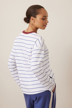 CERES LIFE Scout Slouchy Long Sleeve Tee - White Washed/Navy Stripe Long Sleeve Tee - Zabecca Living