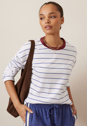 CERES LIFE Scout Slouchy Long Sleeve Tee - White Washed/Navy Stripe Long Sleeve Tee - Zabecca Living
