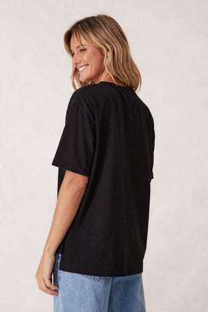 CERES LIFE Stevie Slouchy Split Hem Tee - Black Tee - Zabecca Living