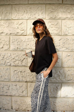 CERES LIFE Stevie Slouchy Split Hem Tee - Black Tee - Zabecca Living