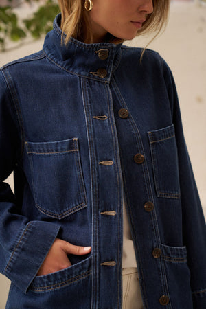 CERES LIFE Tilda Funnel Neck Shacket - Midnight Jacket - Zabecca Living