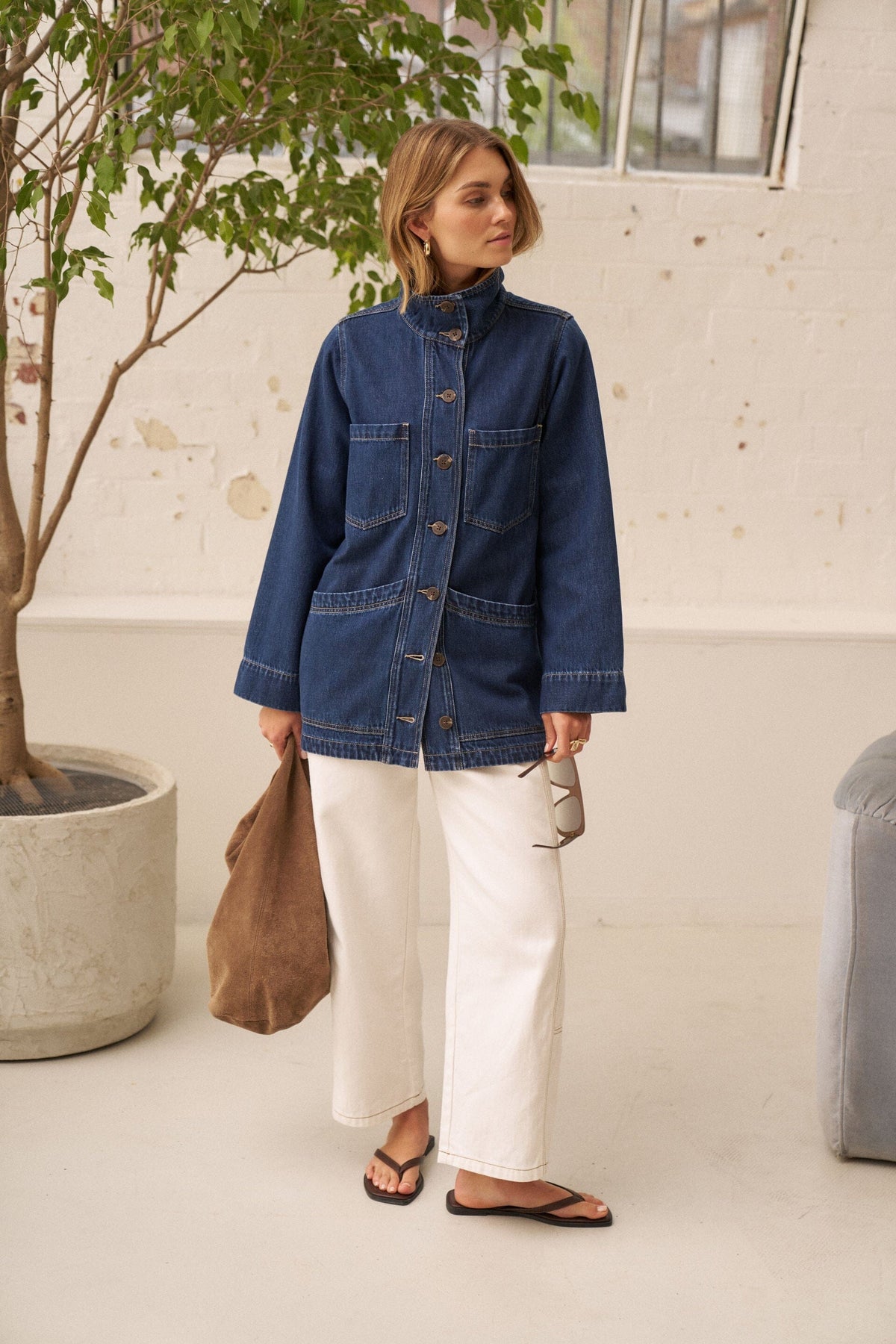 CERES LIFE Tilda Funnel Neck Shacket - Midnight Jacket - Zabecca Living
