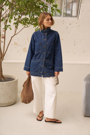CERES LIFE Tilda Funnel Neck Shacket - Midnight Jacket - Zabecca Living