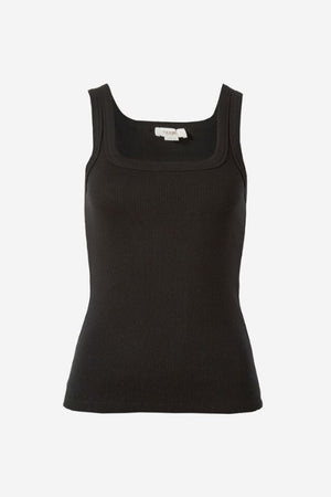 CERES LIFE Zaeli Contour Rib Square Neck Tank - Black Tank - Zabecca Living