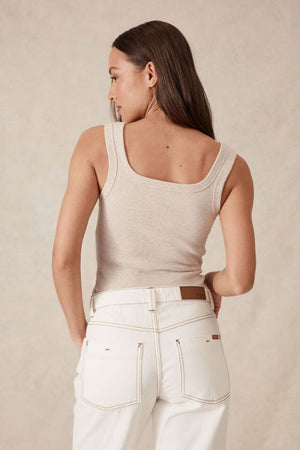 CERES LIFE Zaeli Contour Rib Square Neck Tank - Oatmeal / Marle Tank - Zabecca Living