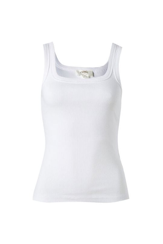 CERES LIFE Zaeli Contour Rib Square Neck Tank - White Tank - Zabecca Living