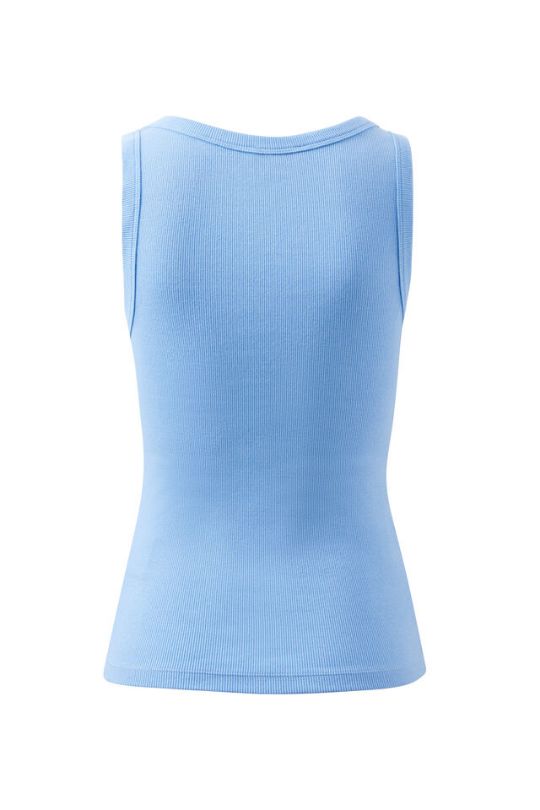 CERES LIFE Zoe Contour Rib Scoop Tank - Powder Blue / Monogram Tank - Zabecca Living