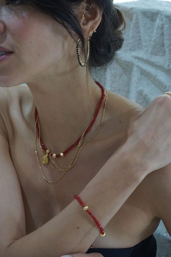 CHANDRA COLLECTIONS Farrah Red Onyx Bracelet BRACELET - Zabecca Living