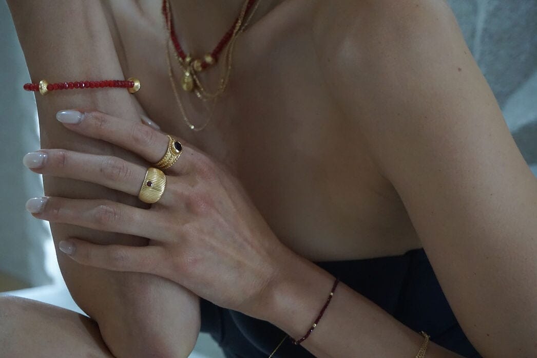 CHANDRA COLLECTIONS Farrah Red Onyx Bracelet BRACELET - Zabecca Living