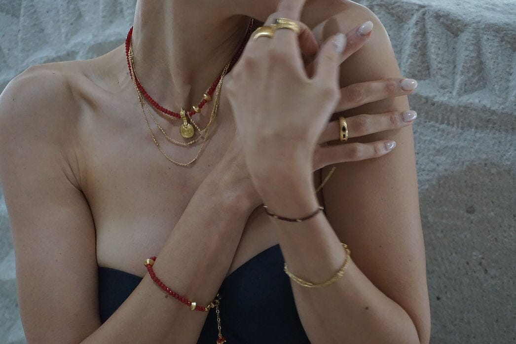 CHANDRA COLLECTIONS Farrah Red Onyx Bracelet BRACELET - Zabecca Living