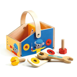 DJECO 10 Piece Minibrico Wooden Toolbox With Tools TODDLER (1-3 Yrs) - Zabecca Living