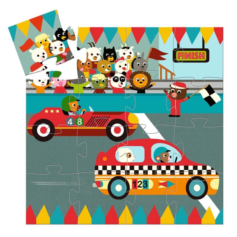 DJECO The Racing Car 16pc Silhouette Puzzle PRE-SCHOOL (3-5 Yrs) - Zabecca Living