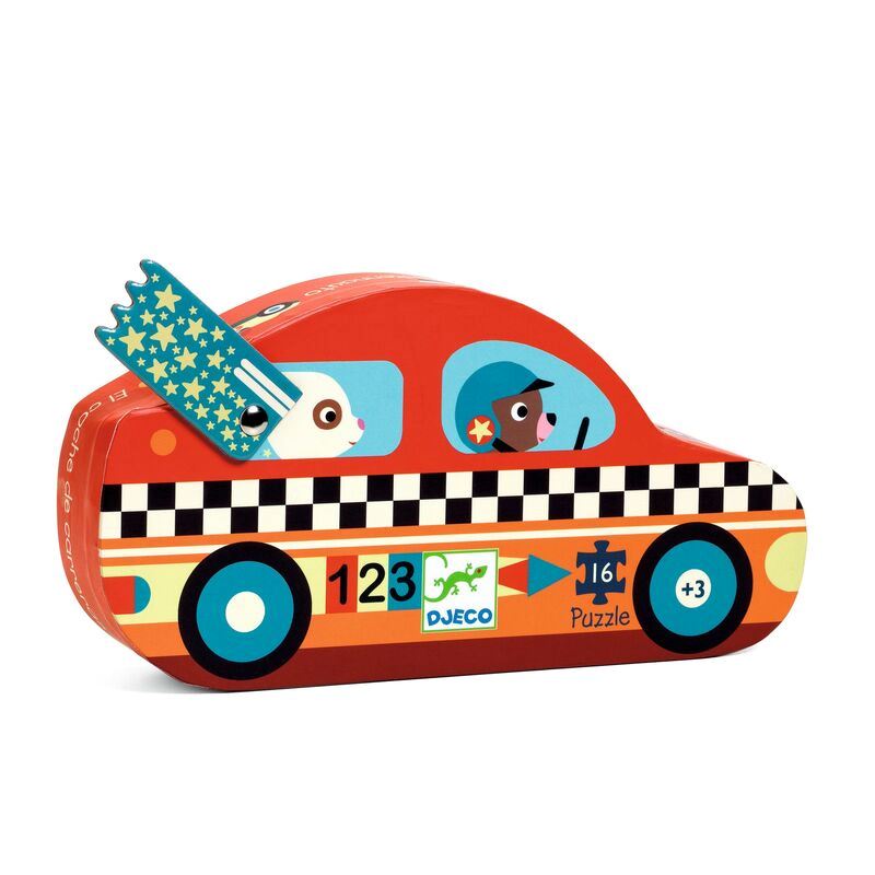 DJECO The Racing Car 16pc Silhouette Puzzle PRE-SCHOOL (3-5 Yrs) - Zabecca Living