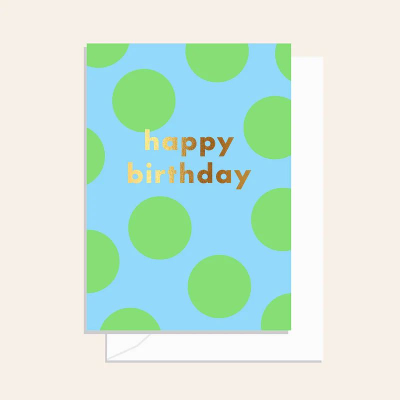 ELM PAPER Birthday Card - Spots Lime Birthday Card - Zabecca Living