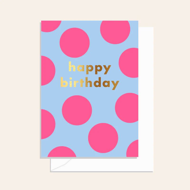 ELM PAPER Birthday Card - Spots Neon Pink Birthday Card - Zabecca Living