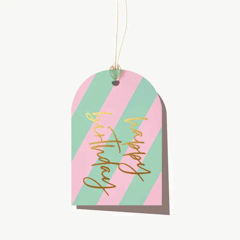 ELM PAPER Gift Tag - Cabana Stripe Birthday Gift Tag - Zabecca Living