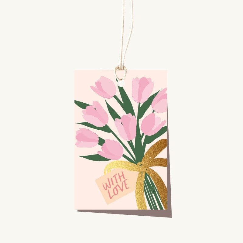 ELM PAPER Gift Tag - Pale Pink Tulip Bunch Gift Tag - Zabecca Living