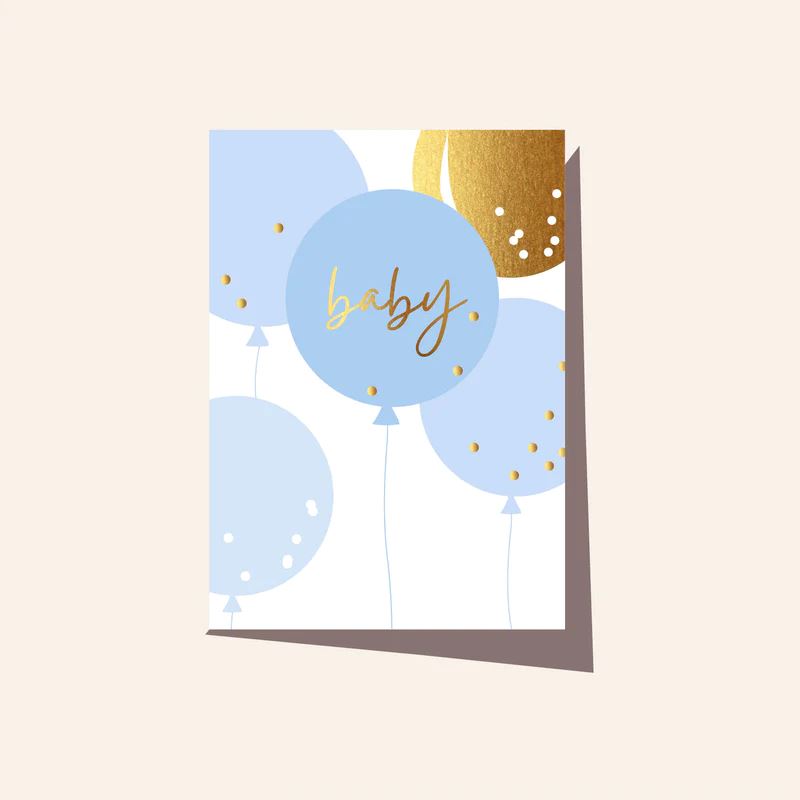 ELM PAPER Greeting Card - Baby Balloon Blue Baby Card - Zabecca Living