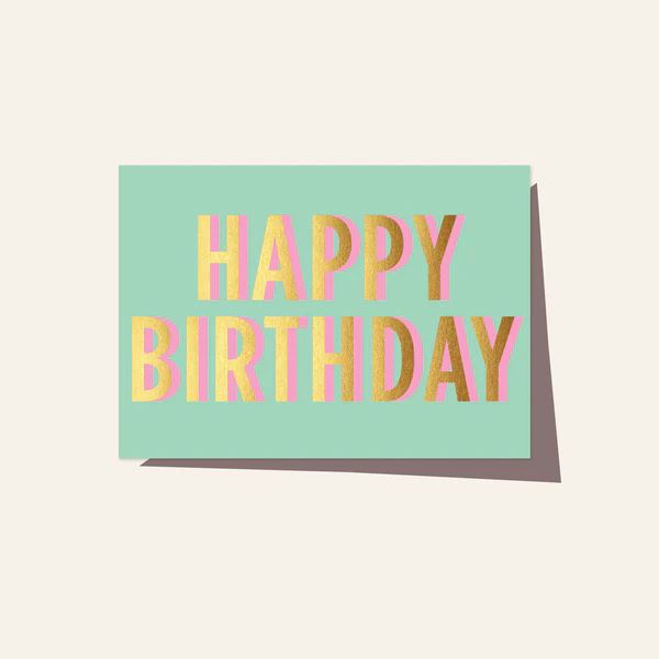 ELM PAPER Greeting Card - Birthday Neon Mint Birthday Card - Zabecca Living