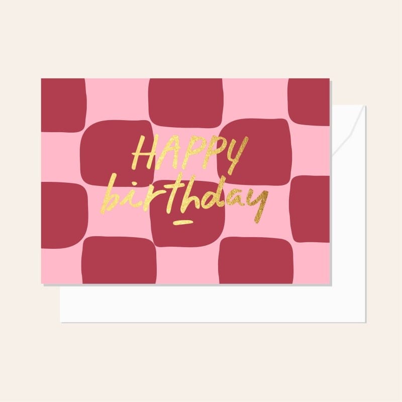ELM PAPER Greeting Card - Check Cherry Birthday greeting card - Zabecca Living
