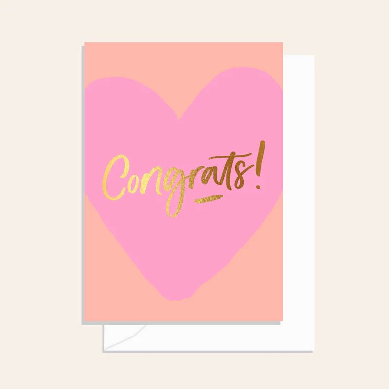 ELM PAPER Greeting Card - Congrats Heart Pink greeting card - Zabecca Living
