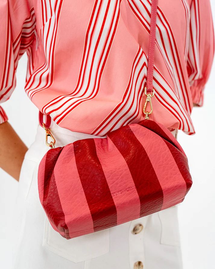 ELMS + KING Monty Crossbody Bag - Burgundy Stripe HANDBAG - Zabecca Living