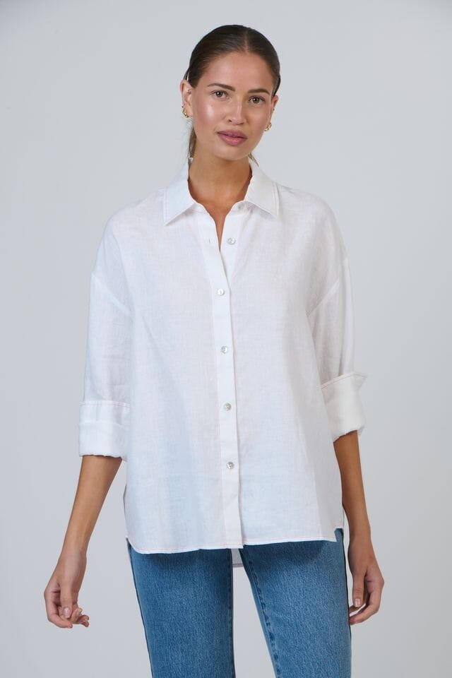 ENVELOPPE Linen Boyfriend Shirt - Lys Shirts &amp; Blouses - Zabecca Living