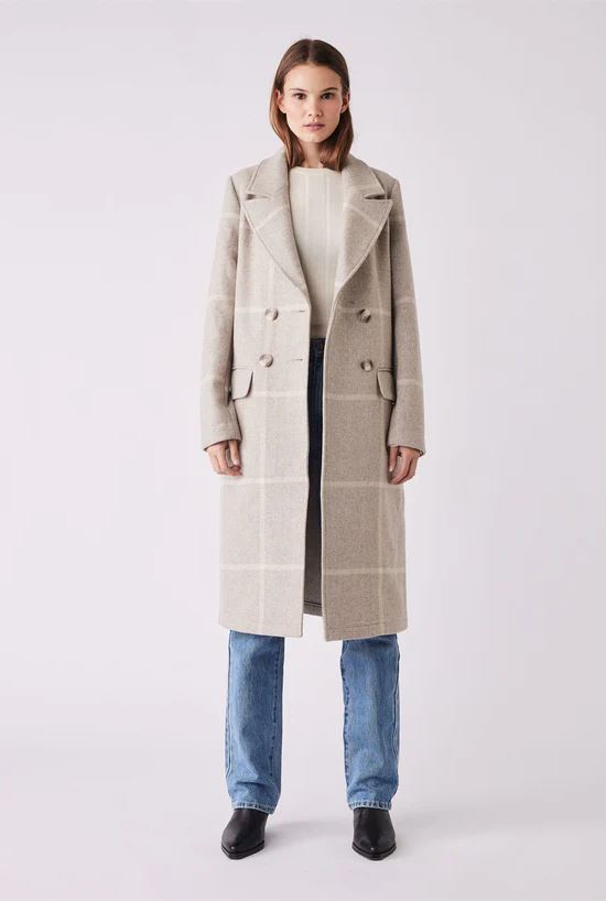 ESMAEE Blanca Coat - Beige Check Coat - Zabecca Living
