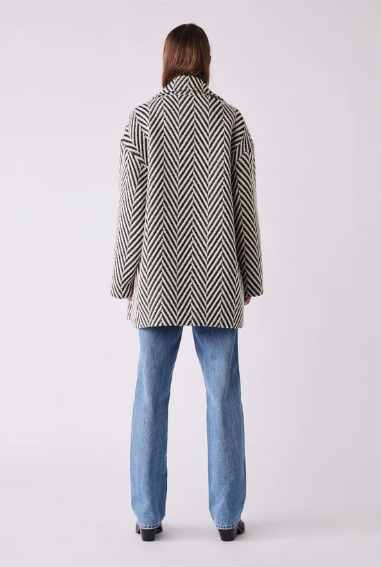 ESMAEE Celine Coat - Black / White Chevron Coat - Zabecca Living