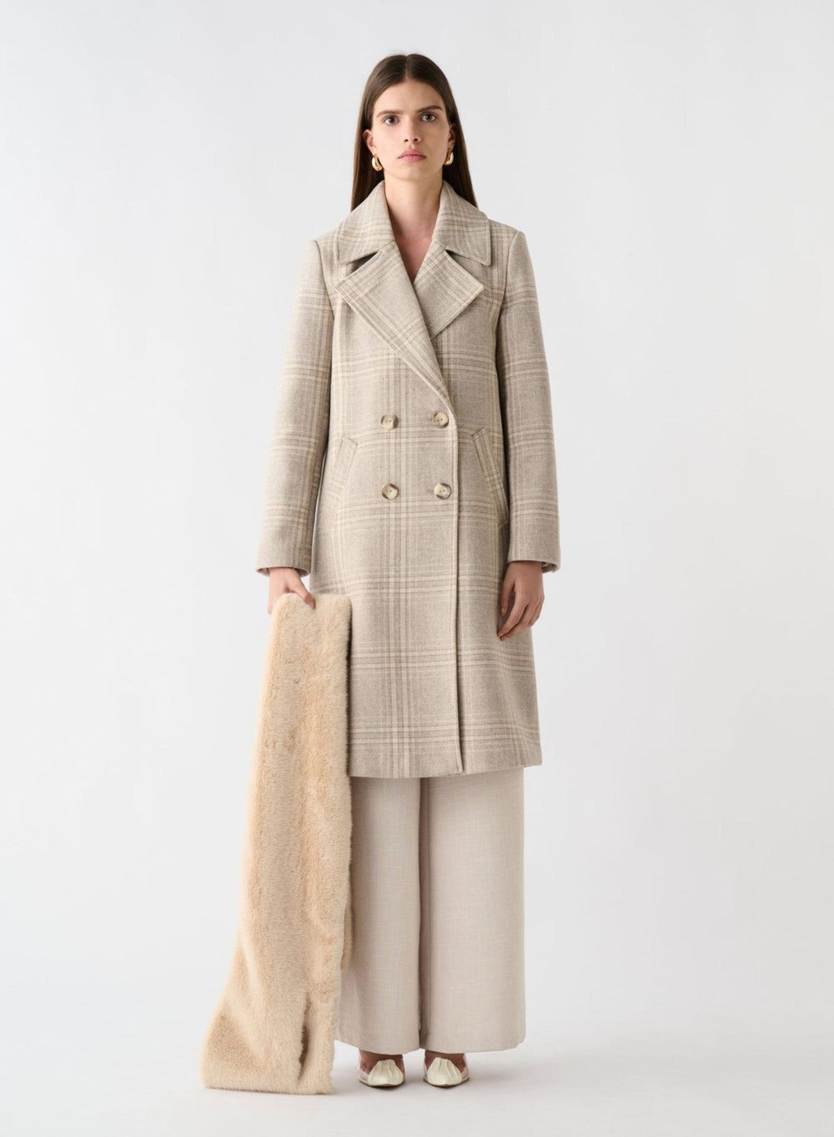 ESMAEE Edition Coat - Cream Check Coat - Zabecca Living