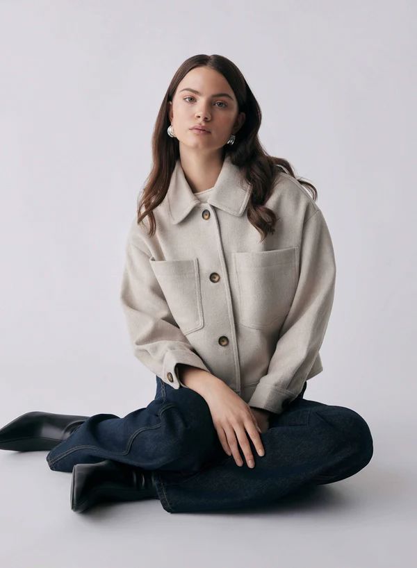 ESMAEE Stopover Jacket - Cream Chevron Jacket - Zabecca Living