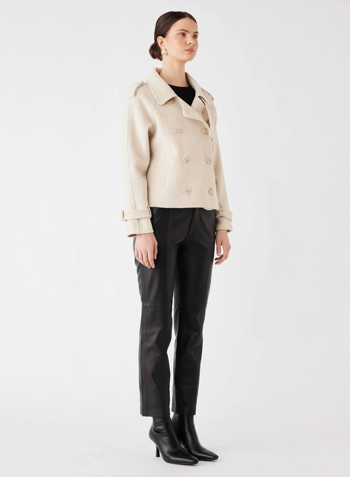 ESMAEE Virtual Cropped Trench Coat - Cream Coat - Zabecca Living
