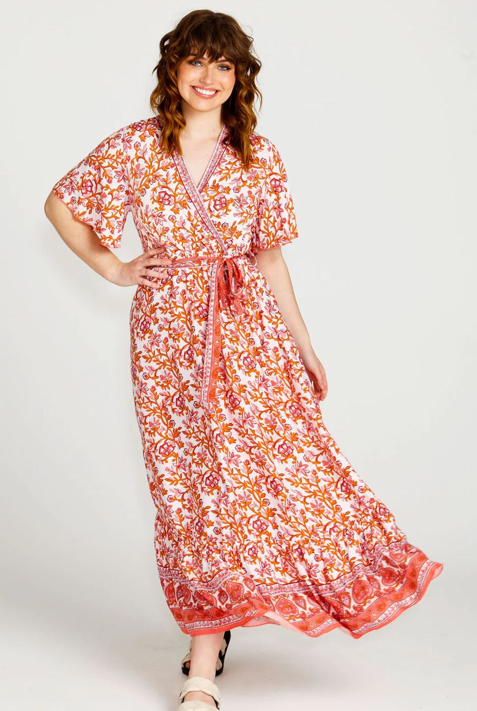 FATE + BECKER Ashley Midi Dress - Pink Blossom Dress - Zabecca Living