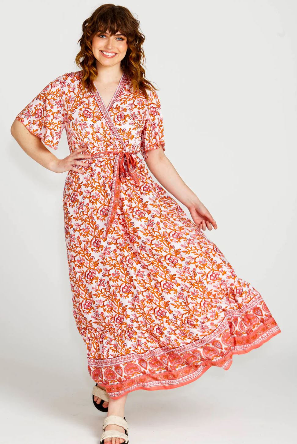 FATE + BECKER Ashley Midi Dress - Pink Blossom Dress - Zabecca Living