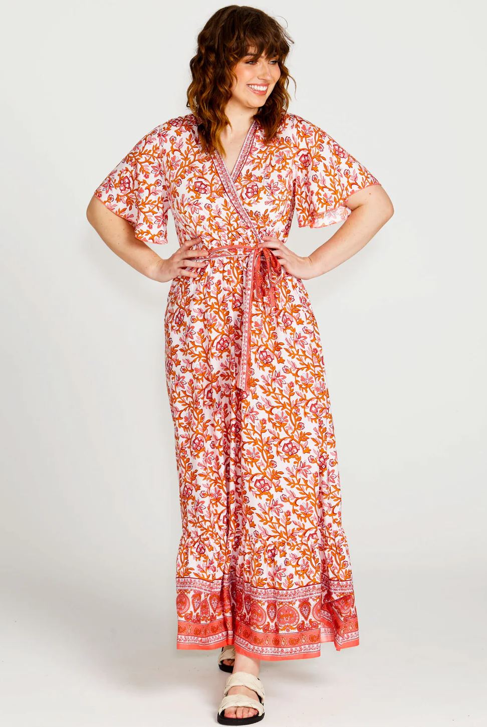 FATE + BECKER Ashley Midi Dress - Pink Blossom Dress - Zabecca Living