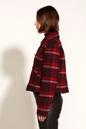 FATE & BECKER Choose You Cropped Military Jacket - Pink Red Check Jacket - Zabecca Living
