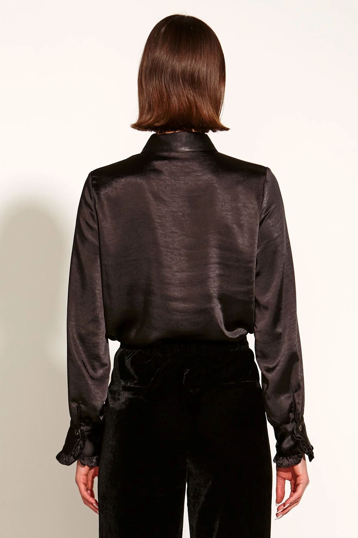 FATE &amp; BECKER Only She Knows Ruffle Shirt - Black Shirts &amp; Blouses - Zabecca Living