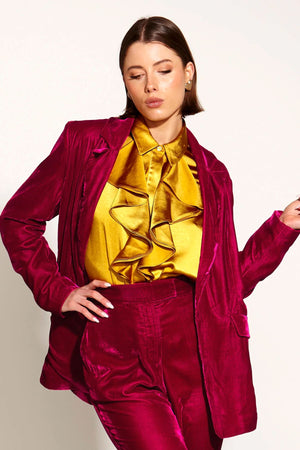 FATE & BECKER Only She Knows Ruffle Shirt - Gold Shirts & Blouses - Zabecca Living