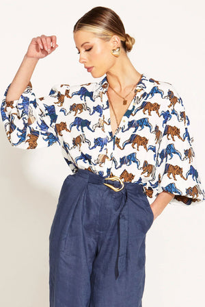 FATE & BECKER Queen Of The Jungle Oversized Shirt - Tiger Print Shirts & Blouses - Zabecca Living