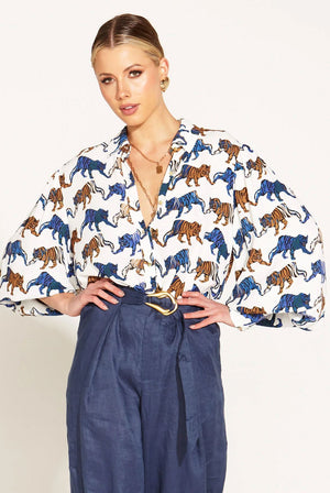 FATE & BECKER Queen Of The Jungle Oversized Shirt - Tiger Print Shirts & Blouses - Zabecca Living