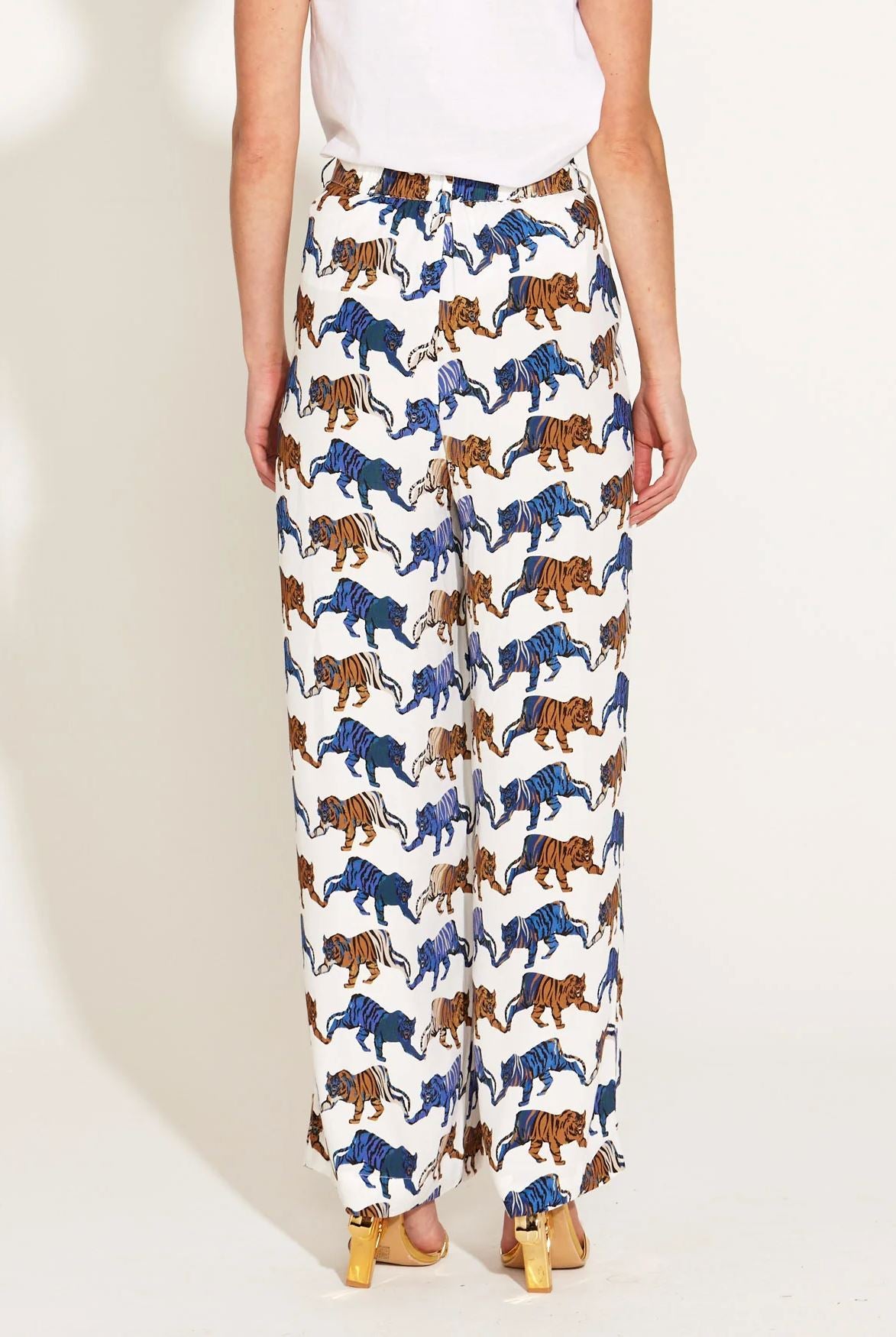 FATE &amp; BECKER Queen Of The Jungle Wide Leg Pant - Tiger Print PANTS - Zabecca Living