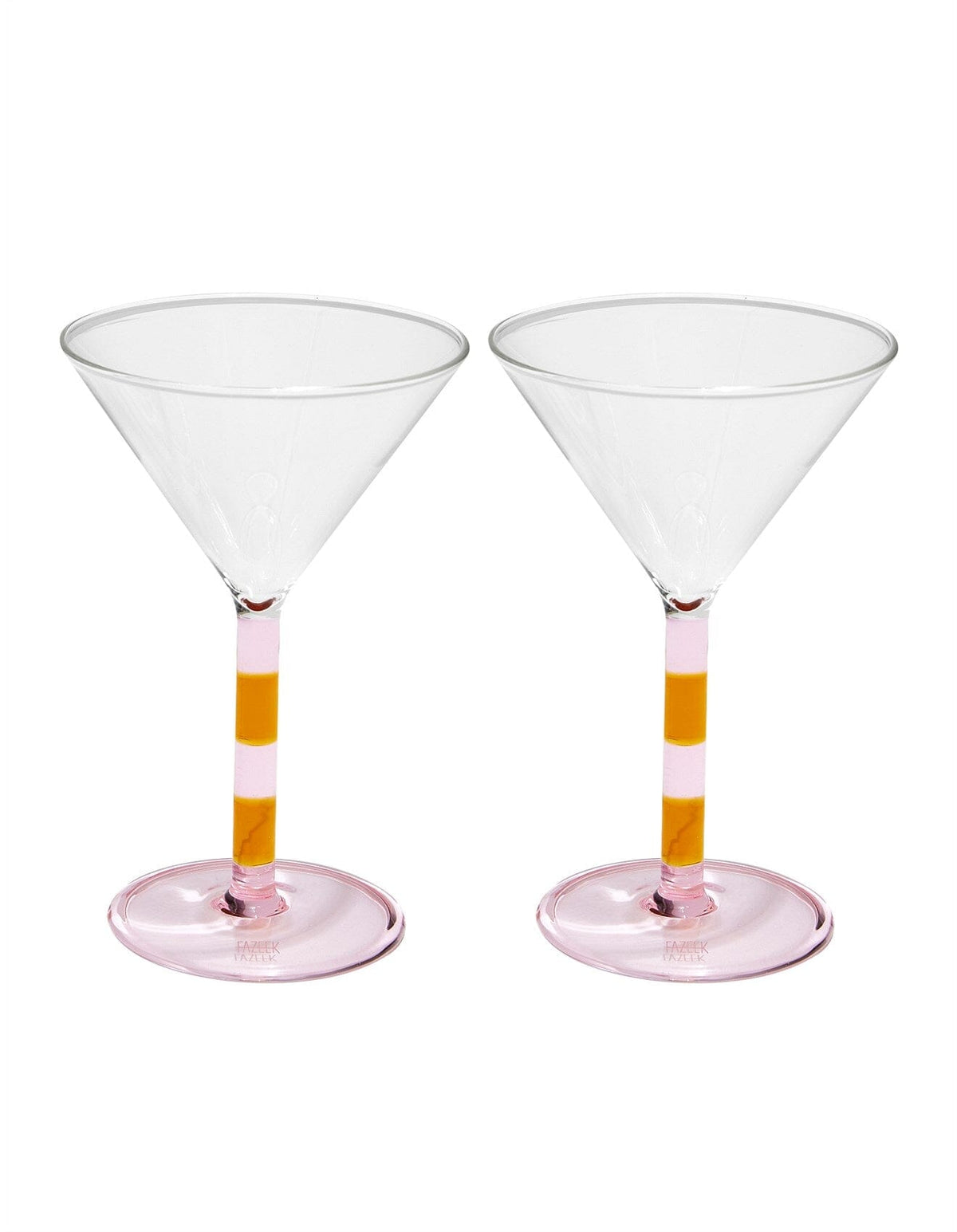 FAZEEK Striped Martini Glass - Pink + Amber DRINKWARE - Zabecca Living