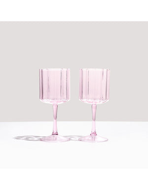 FAZEEK Wave Wine Glass - Pink DRINKWARE - Zabecca Living