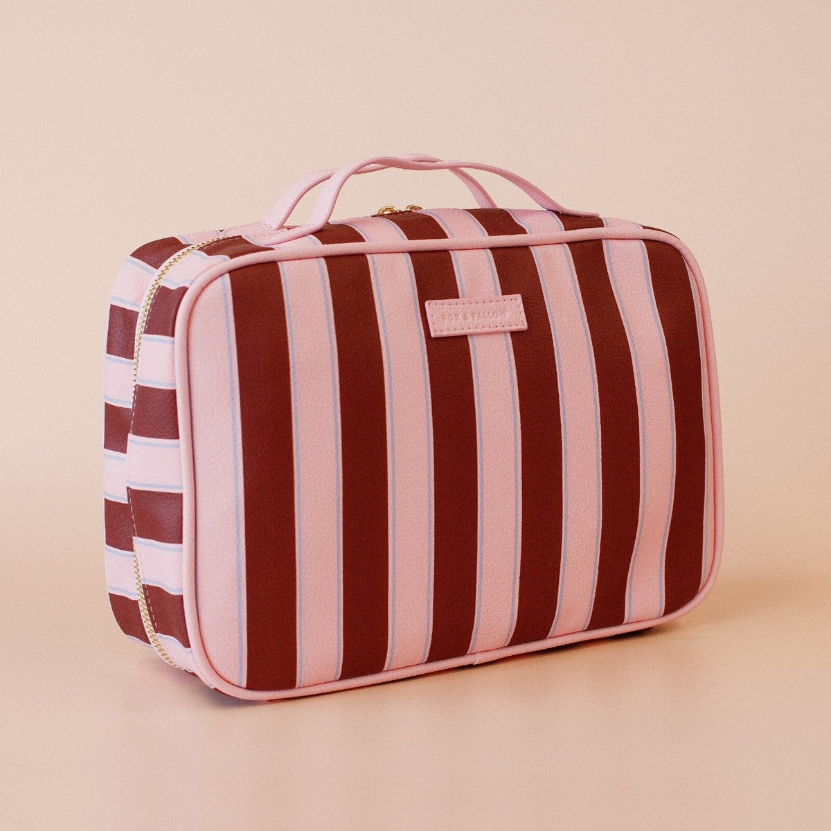 FOX & FALLOW Burgundy Stripe Cosmetic Bag COSMETIC BAG - Zabecca Living