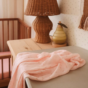 FOX & FALLOW Dusty Roses Organic Muslin Wrap Swaddle BABY BLANKET - Zabecca Living